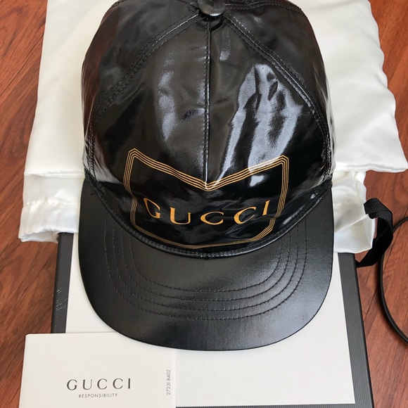 Gucci Montecarlo Rap Baseball Cap Black Patent - Picture 1 of 7